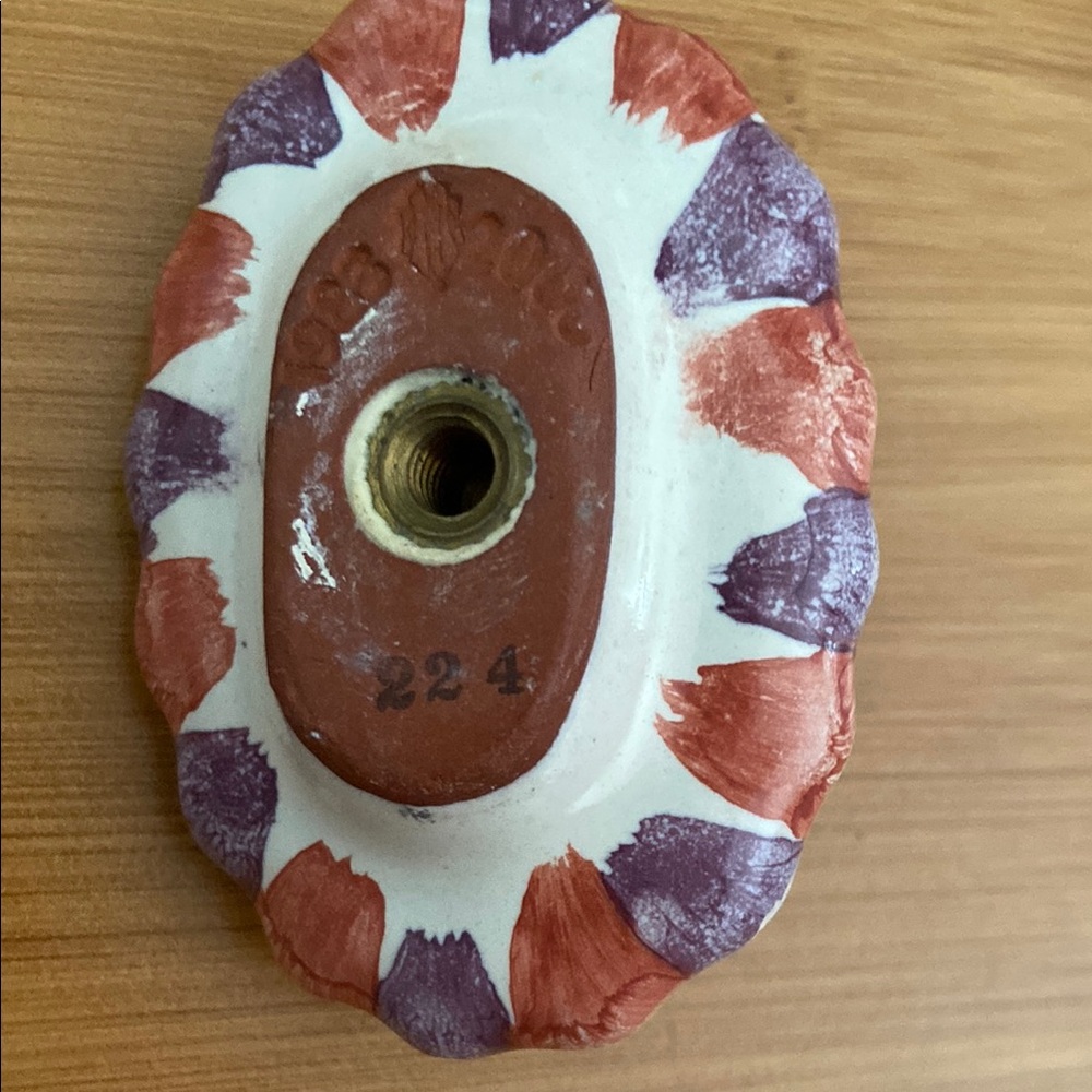 MacKenzie-Childs Ceramic Knobs Set Of 3 Floral Green Purple Orange Vintage - Picture 8 of 17